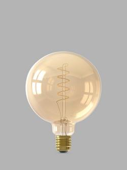 Calex 3.8W ES LED Curly Filament Dimmable G125 Globe Bulb, Gold - view 2, Gold
