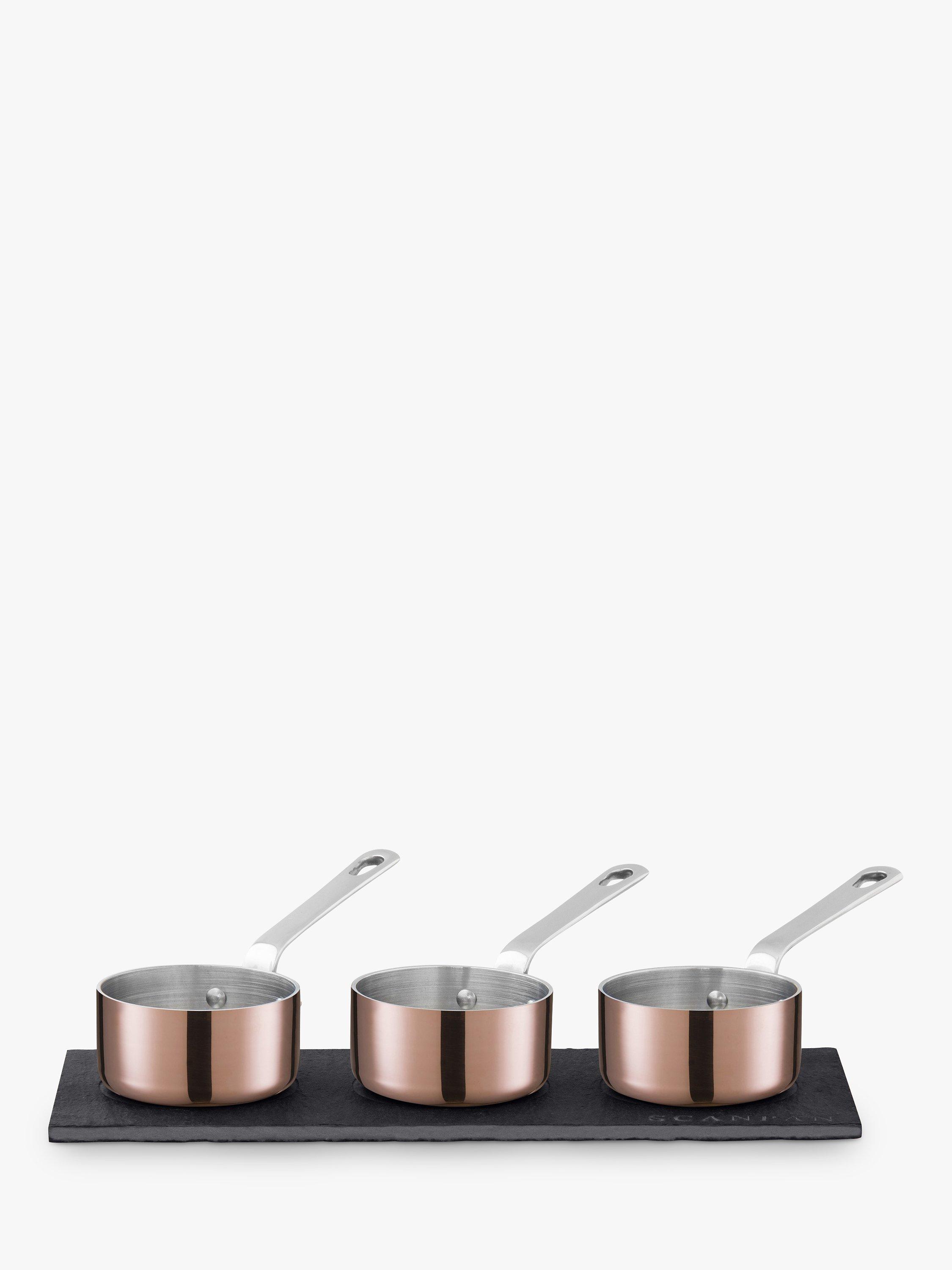 SCANPAN Maitre D' Copper Stainless Steel Mini Saucepan & Slateboard Set, 3 Piece, Copper