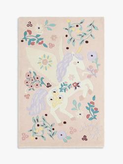 John Lewis Enchanted Garden Wool Pile Rug, Pink, L170 x W110cm, Pink