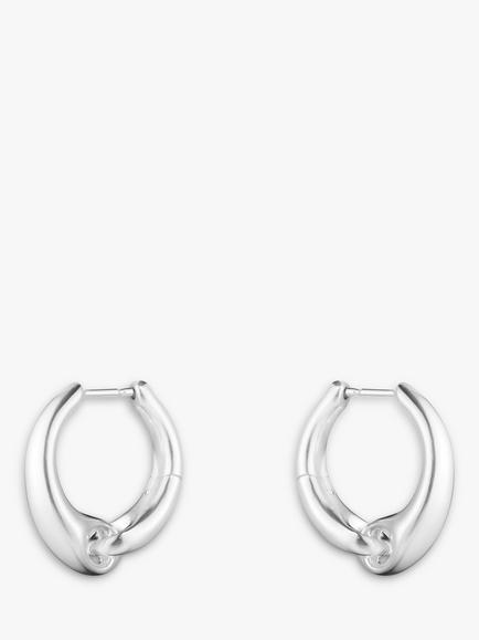 Georg Jensen Organic Link Hoop Earrings, Silver, Sterling Silver