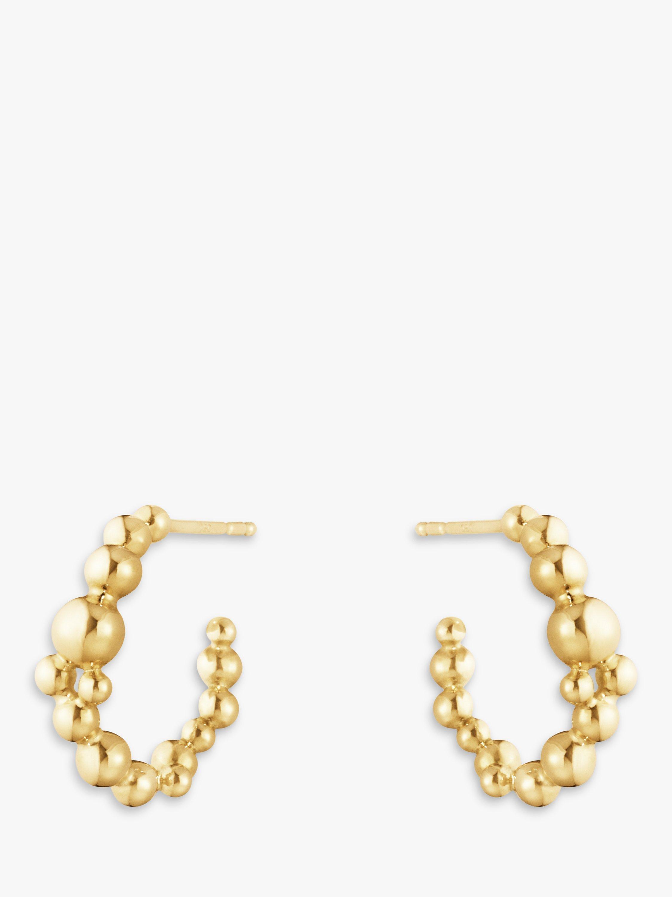 Product image 1 of 1, which shows Georg Jensen 18ct Yellow Gold Beaded Hoop Earrings, Gold