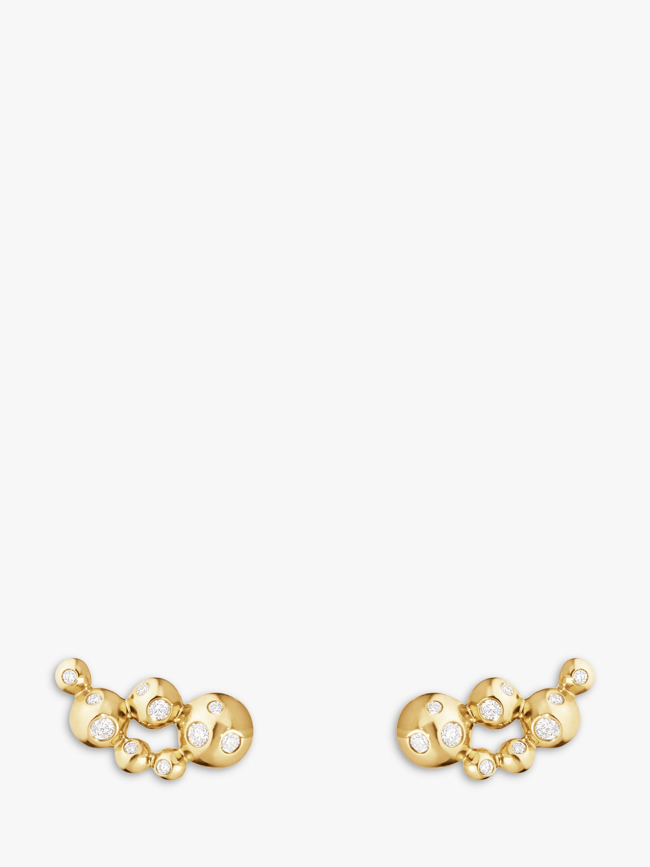 Product image 1 of 1, which shows Georg Jensen 18ct Yellow Gold Bubble Diamond Earrings