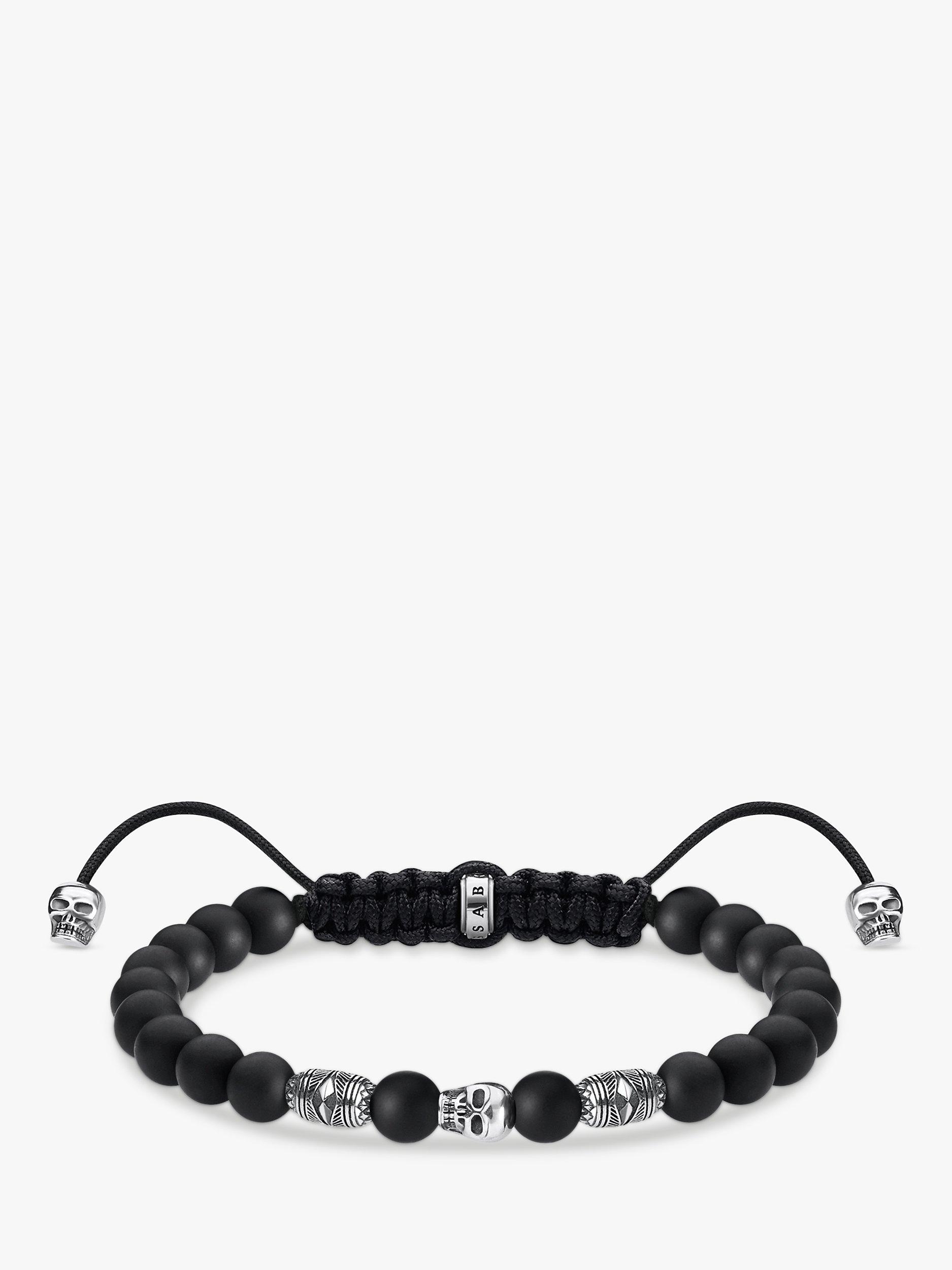 Product image 1 of 3, which shows THOMAS SABO Skull Obsidian Beaded Bracelet, Black