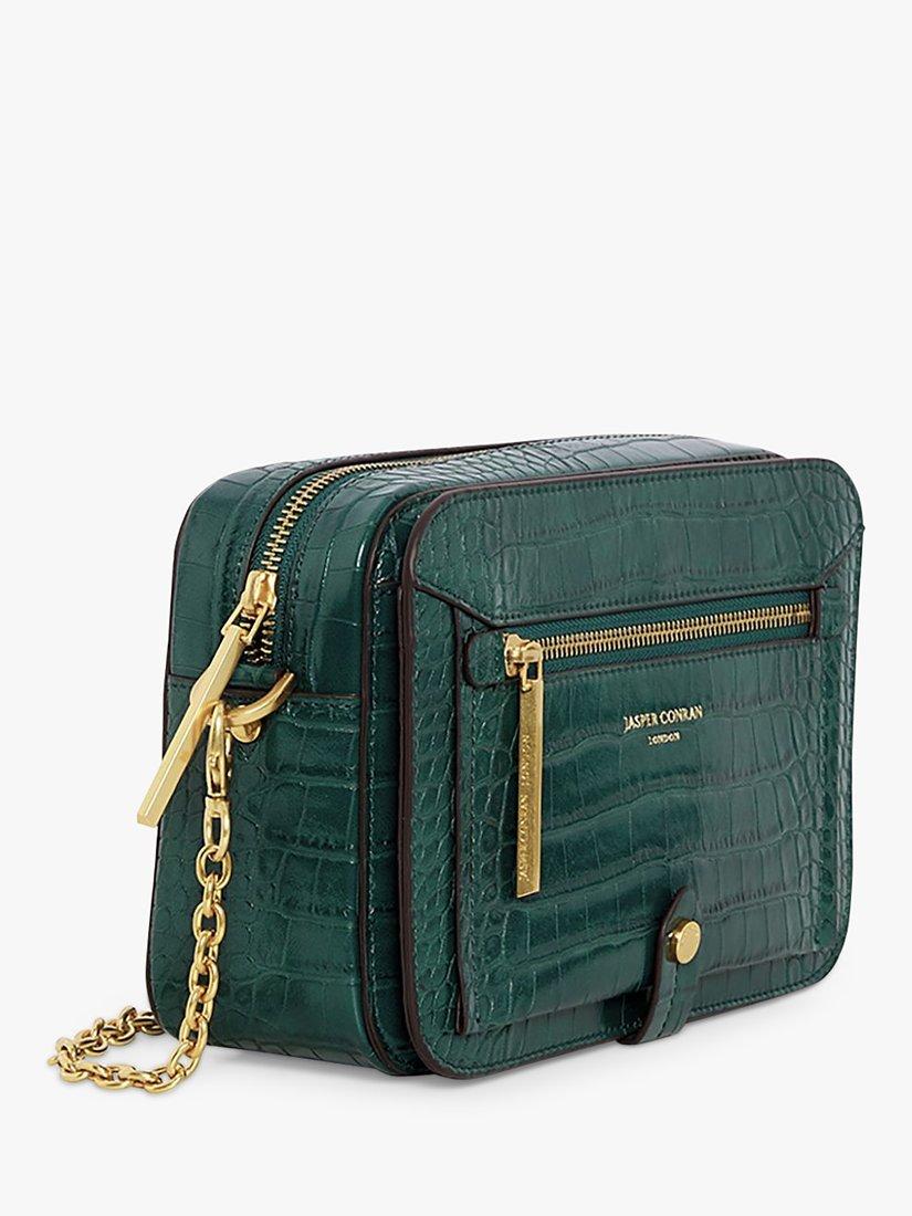 Product image 2 of 4, which shows Jasper Conran London Celeste Croc Effect Toaster Cross Body Bag, Green