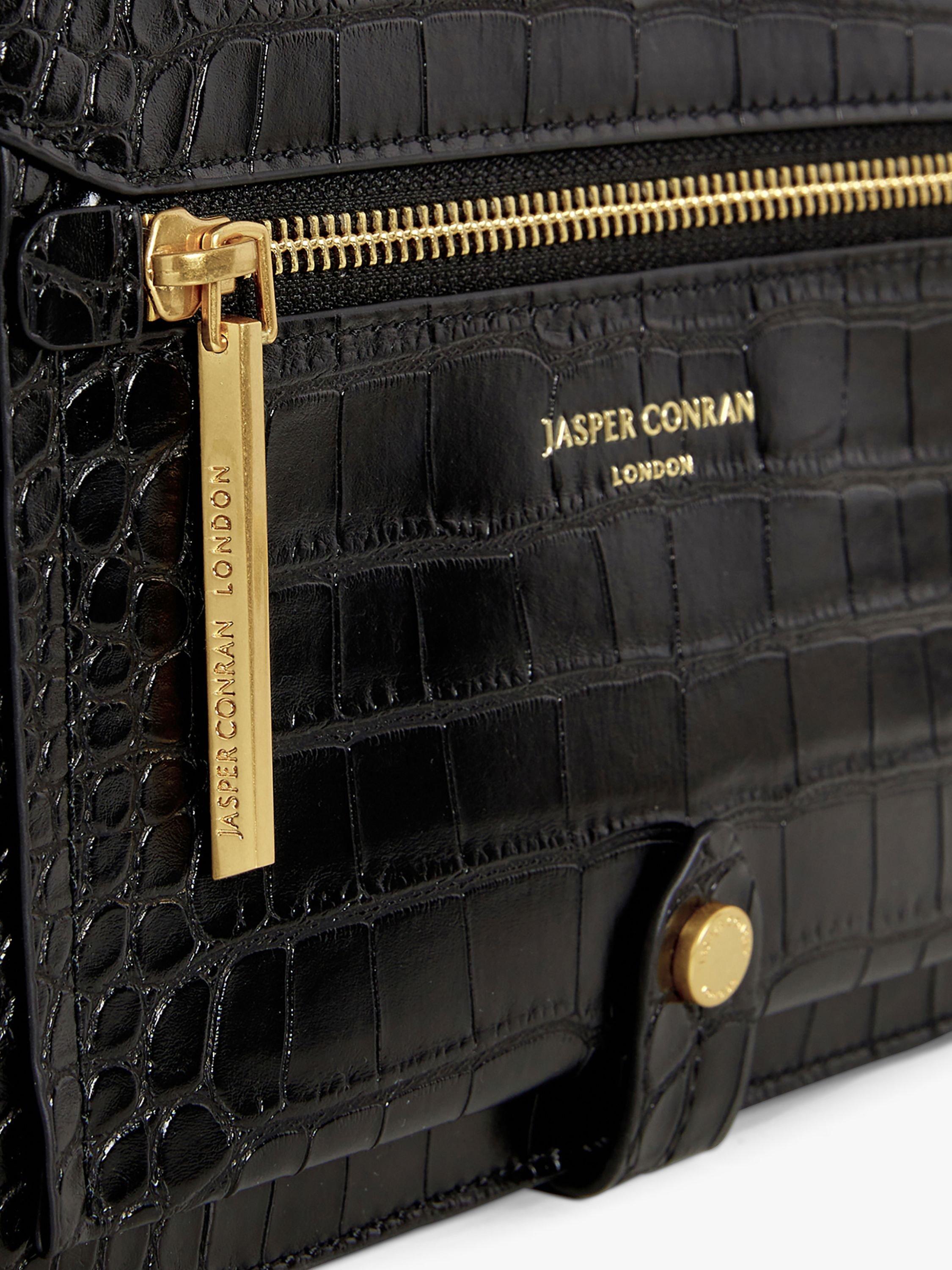 Jasper Conran London Celeste Croc Effect Toaster Cross Body Bag Black