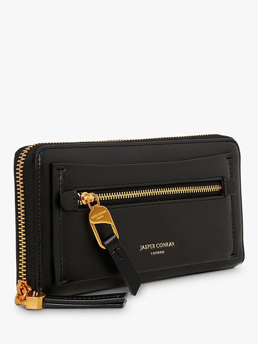 Product image 2 of 4, which shows Jasper Conran London Colette Large Zip Around Purse, Black