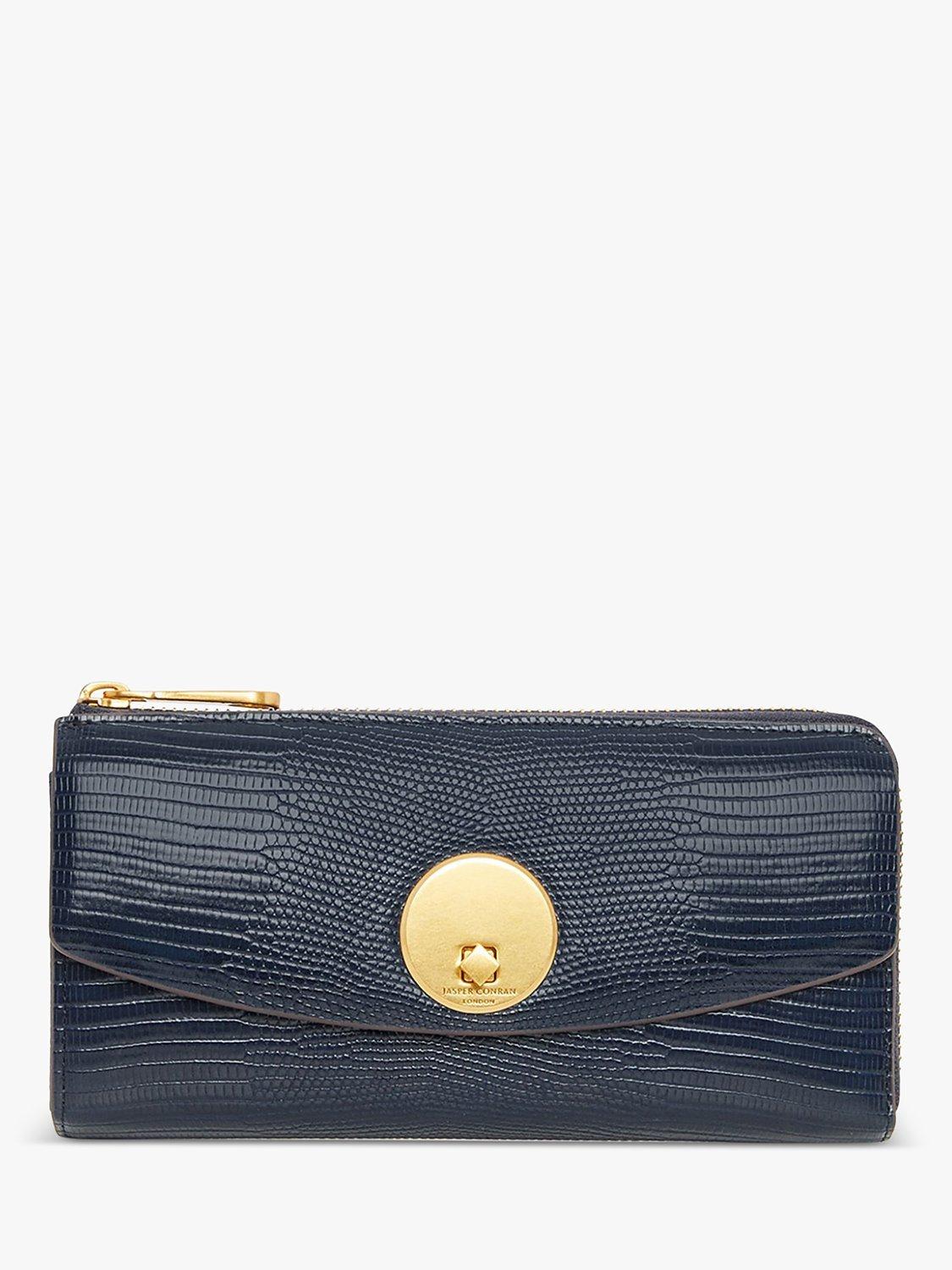 Product image 1 of 4, which shows Jasper Conran Clara Zip Leather Purse, Blue