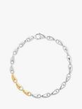 Georg Jensen Organic Links 18ct Yellow Gold & Sterling Silver Chain Bracelet, Silver/Gold