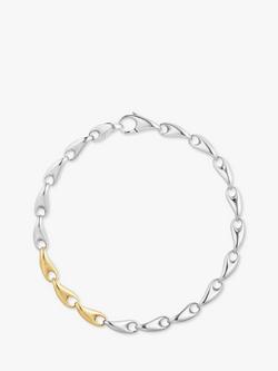 Georg Jensen Organic Links 18ct Yellow Gold & Sterling Silver Chain Bracelet, Silver/Gold, Silver/Gold
