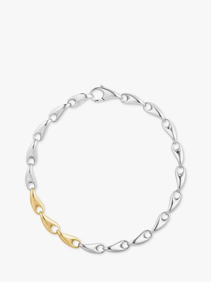 Georg Jensen Organic Links 18ct Yellow Gold & Sterling Silver Chain Bracelet, Silver/Gold, Silver/Gold