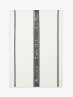 John Lewis Cotton Linen Glass Cloth Tea Towel, Grey/White
