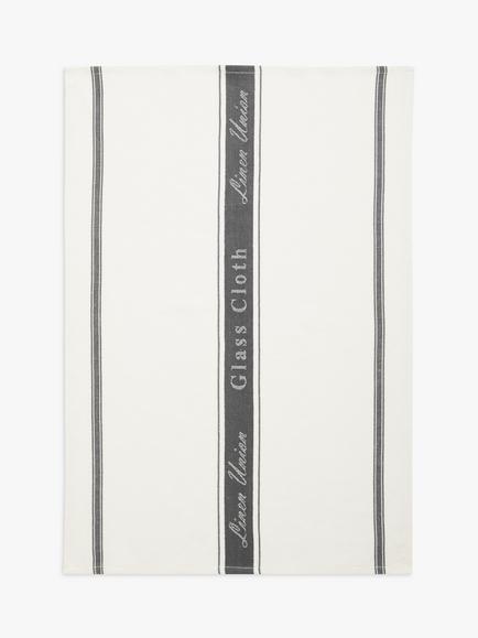 John Lewis Cotton Linen Glass Cloth Tea Towel, Grey/White
