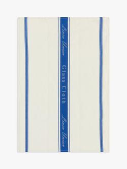 John Lewis Cotton Linen Glass Cloth Tea Towel, Blue/White