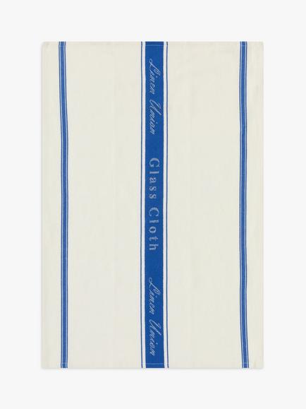 John Lewis Cotton Linen Glass Cloth Tea Towel, Blue/White