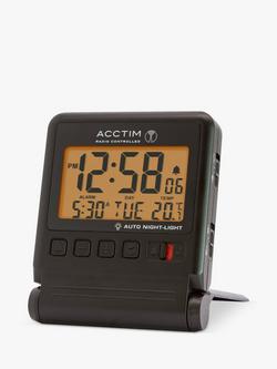Acctim Radio Controlled Digital Travel Alarm Clock, Black, Black