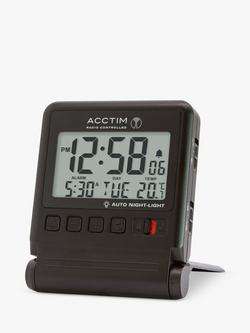 Acctim Radio Controlled Digital Travel Alarm Clock, Black - view 2, Black