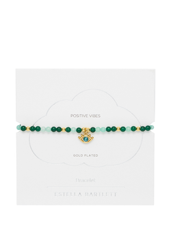 Estella Bartlett Beaded Eye Charm Bracelet, Gold/Jade - view 2, Gold/Jade