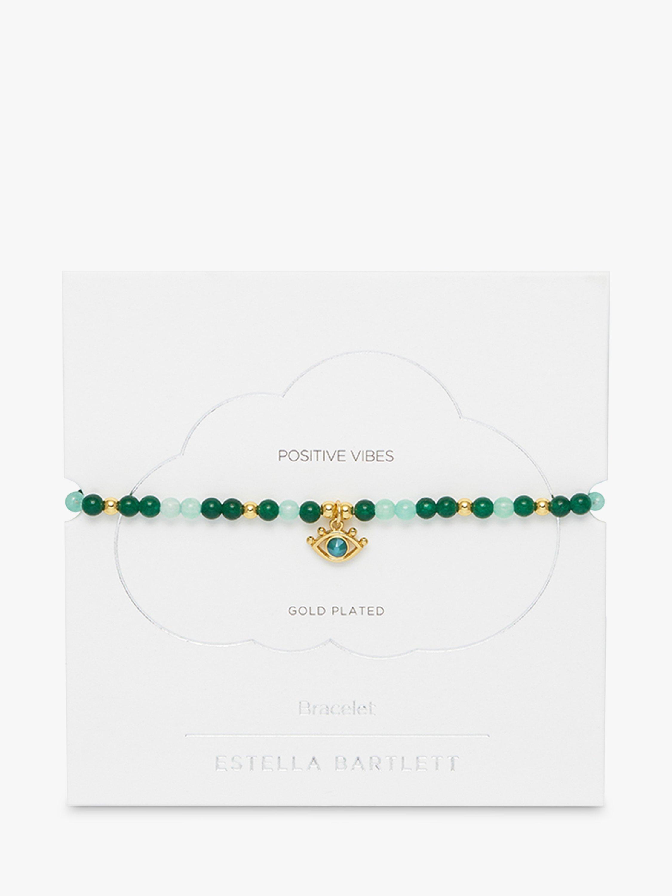 Product image 3 of 3, which shows Estella Bartlett Beaded Eye Charm Bracelet, Gold/Jade