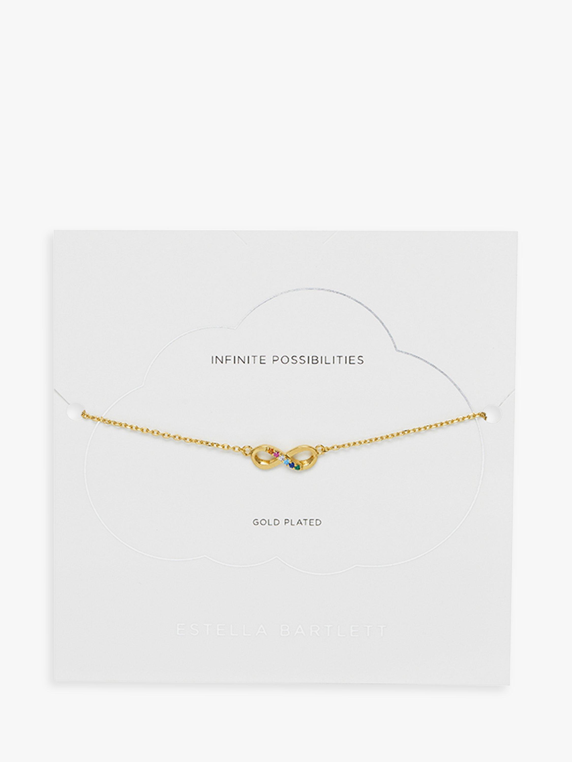 Product image 3 of 3, which shows Estella Bartlett Rainbow Cubic Zirconia Infinity Bracelet, Gold