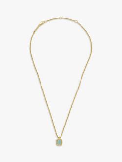 Estella Bartlett Gemstone Square Pendant Necklace, Gold/Amazonite - view 2, Gold/Amazonite