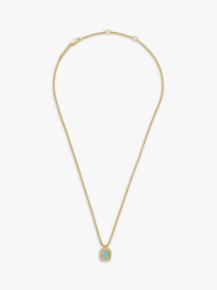 Estella Bartlett Gemstone Square Pendant Necklace, Gold/Amazonite - view 2, Gold/Amazonite