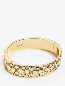 Coach Hinged Engraved Signature C Crystal Bangle, Gold