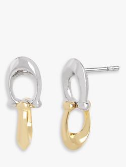 Coach Two Tone Interlocking Signature C Drop Earrings, Silver/Gold, Gold/Silver