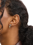 Coach Two Tone Interlocking Signature C Drop Earrings, Silver/Gold