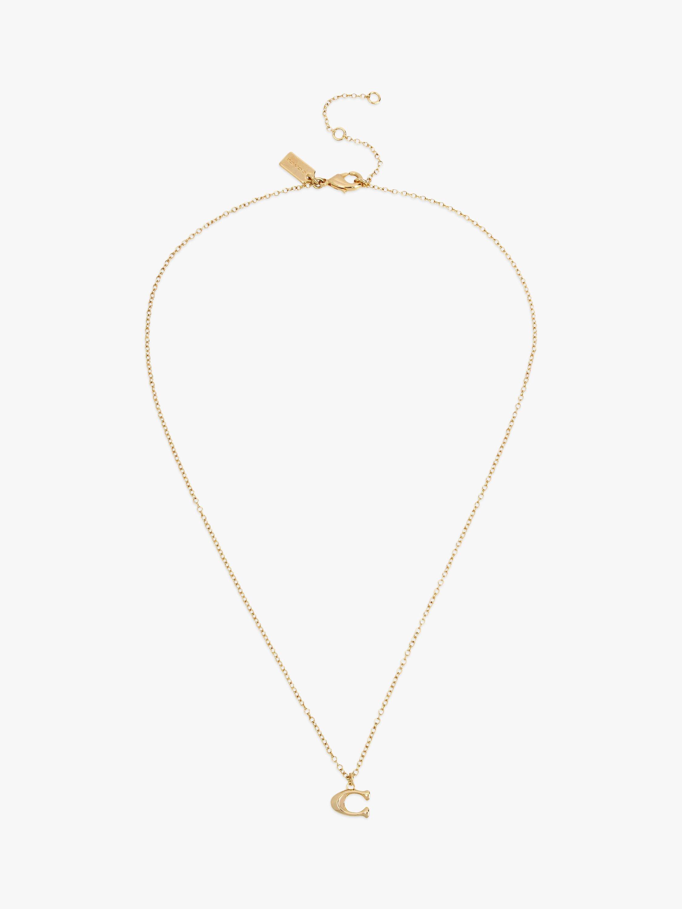 Product image 1 of 3, which shows Coach Signature C Pendant Necklace, Gold
