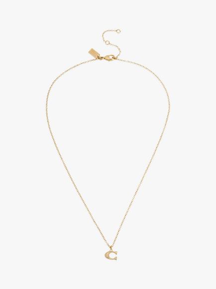 Coach Signature C Pendant Necklace, Gold, Shiny Gold