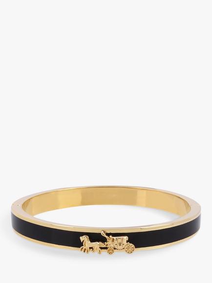 Coach Horse & Carriage Enamel Bangle, Gold/Black, Gold/Black