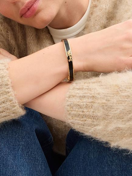 Coach Horse & Carriage Enamel Bangle, Gold/Black - view 2, Gold/Black