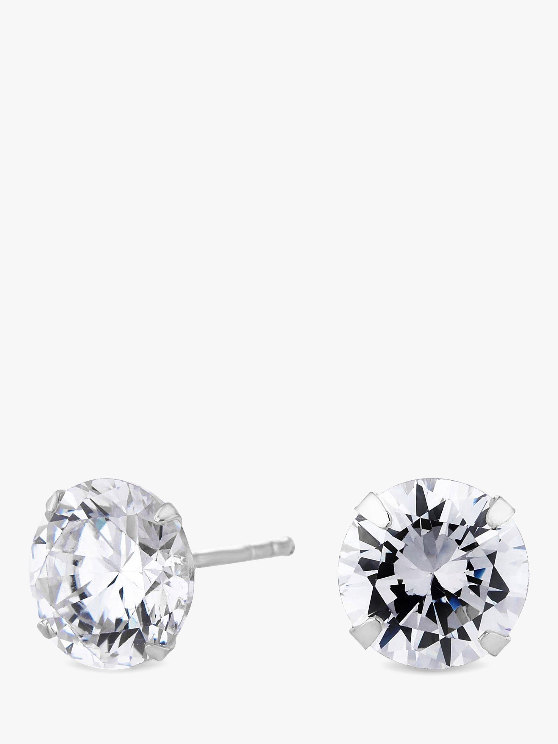 Product image 1 of 2, which shows Simply Silver Sterling Silver 925 Cubic Zirconia Solitaire Stud Earrings, Silver