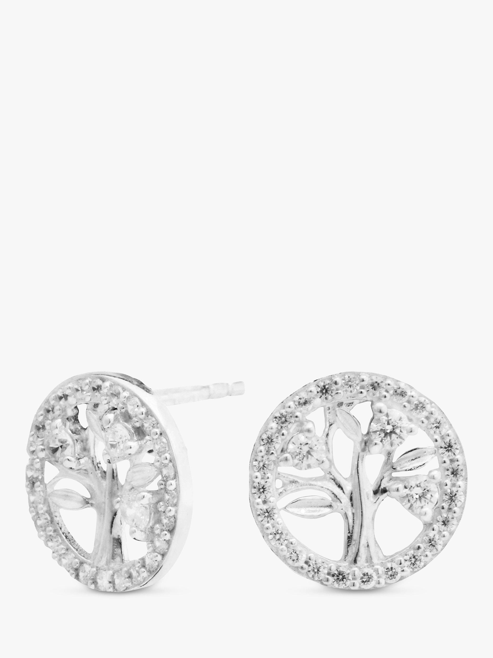Simply Silver Earrings Cubic Zirconia Tree Of Love Stud Earrings Silver
