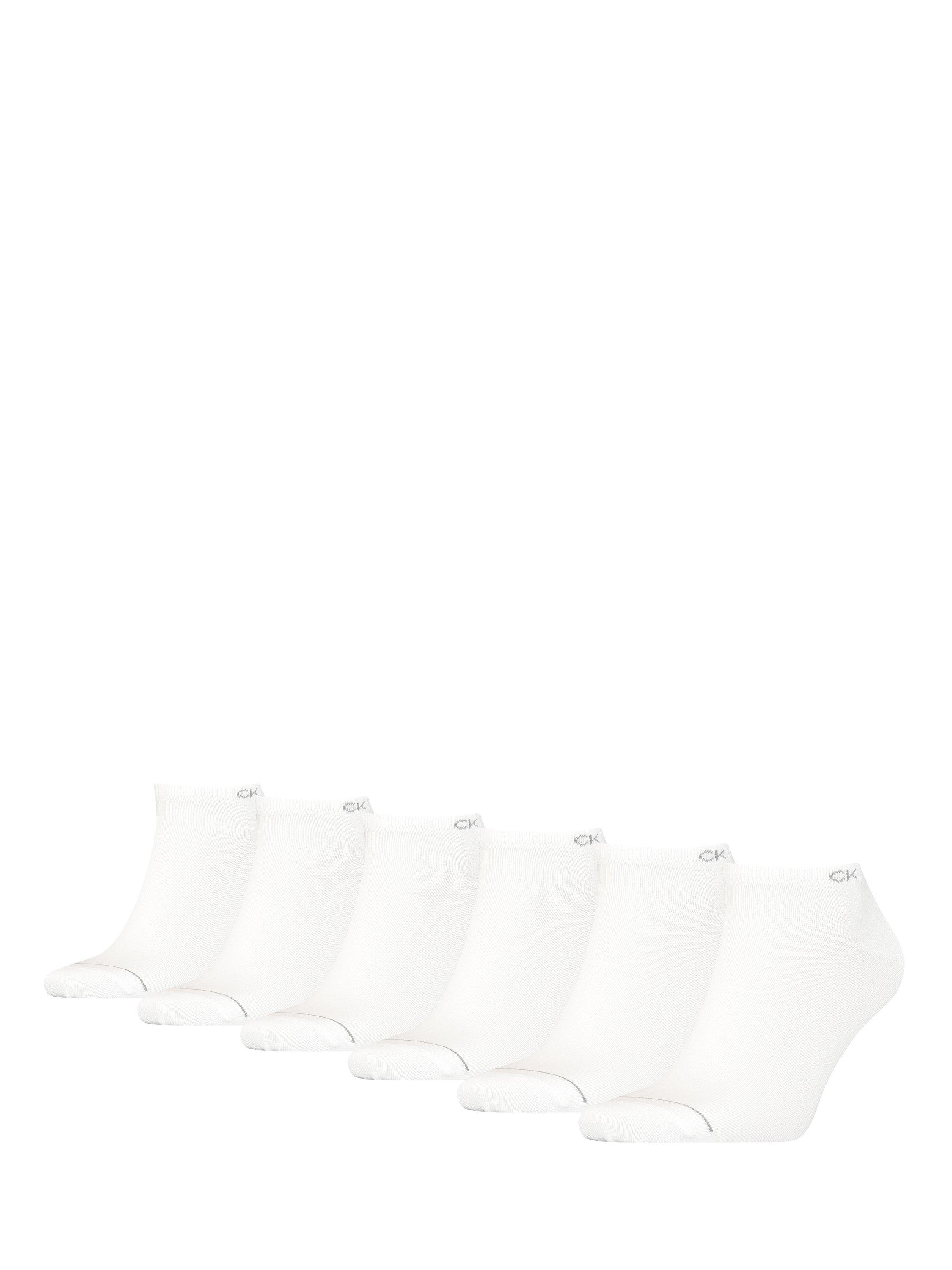 Product image 1 of 1, which shows Calvin Klein Logo Ankle Socks, One Size, Pack of 6, 002 White