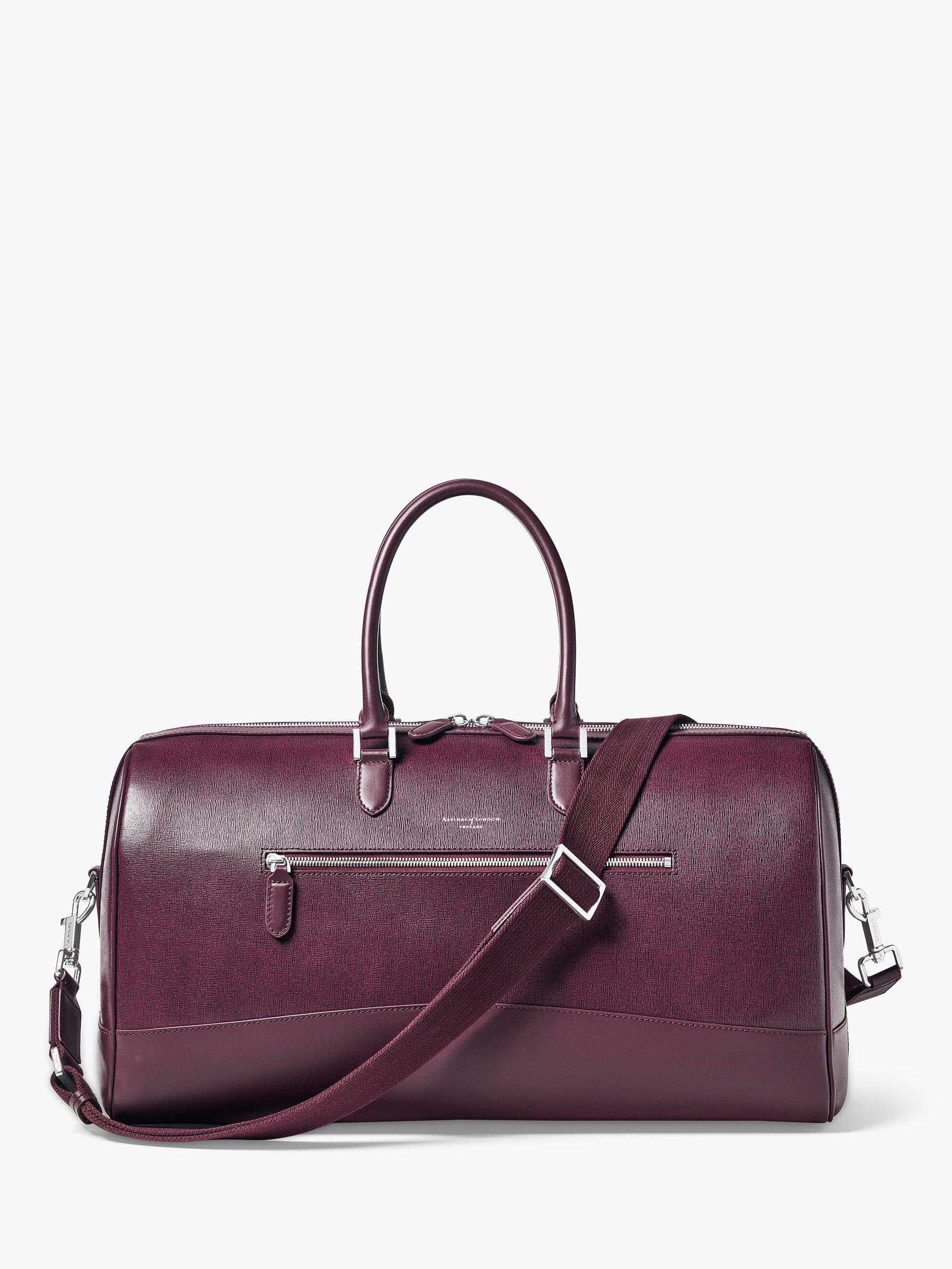 Aspinal of London City Saffiano Leather Holdall Bag, Burgundy