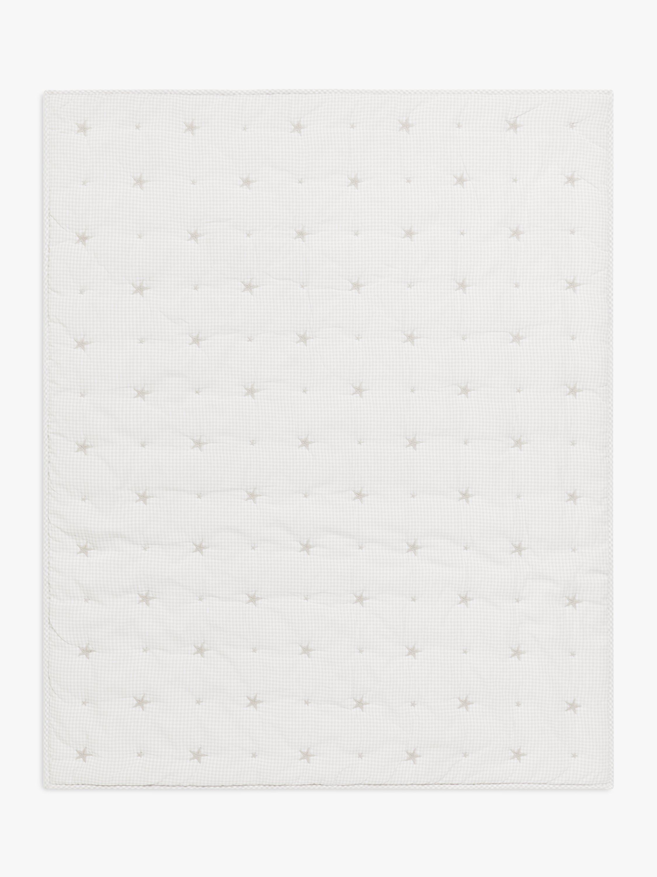 John Lewis Cotton Star Quilted Cotbed Bedspread, 3 Tog, White