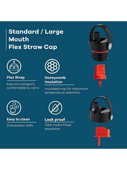 Hydro Flask Standard Mouth Drinks Flex Straw Bottle Cap - view 2, Black