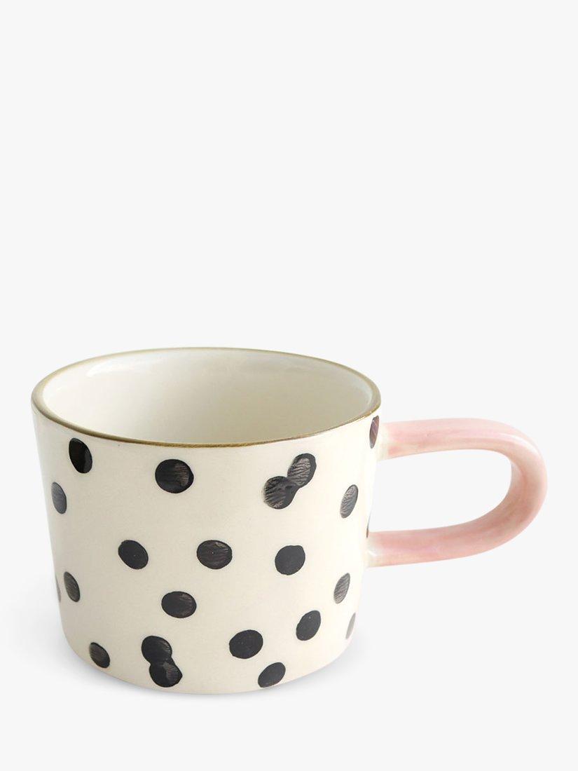 Caroline Gardner Monochrome Small Spot Ceramic Mug, White, 300ml