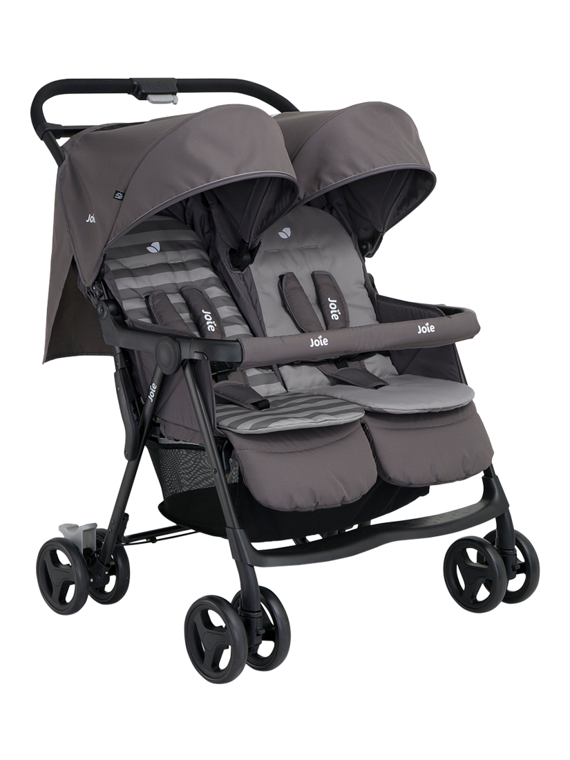 Joie Baby Aire Twin Stroller with Footmuffs Dark Pewter