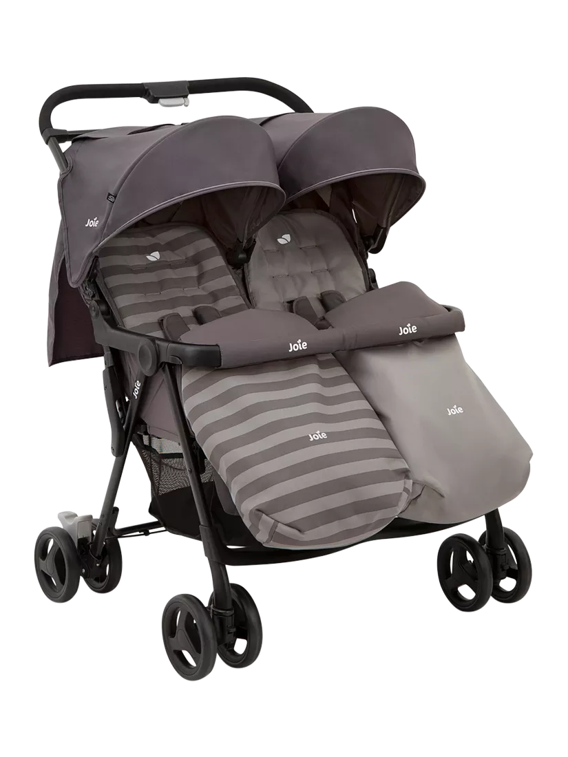 Joie Baby Aire Twin Stroller with Footmuffs Dark Pewter