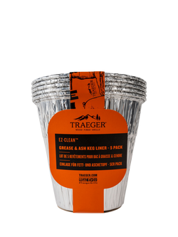 Traeger EZ-Clean BBQ Grease & Ash Keg Liners, Pack of 5, Silver