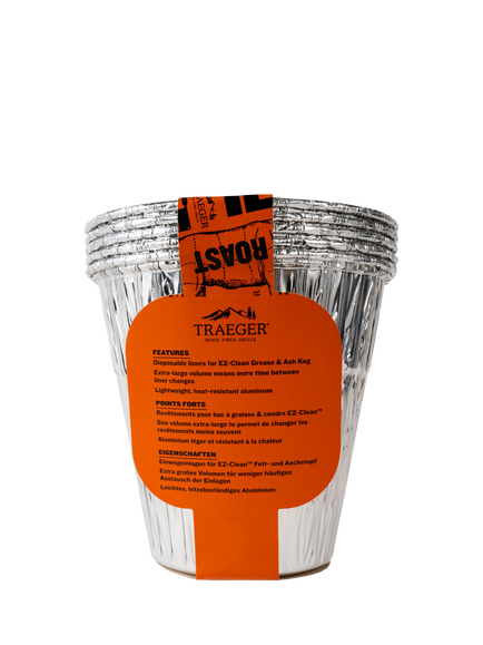Traeger EZ-Clean BBQ Grease & Ash Keg Liners, Pack of 5 - view 2, Silver
