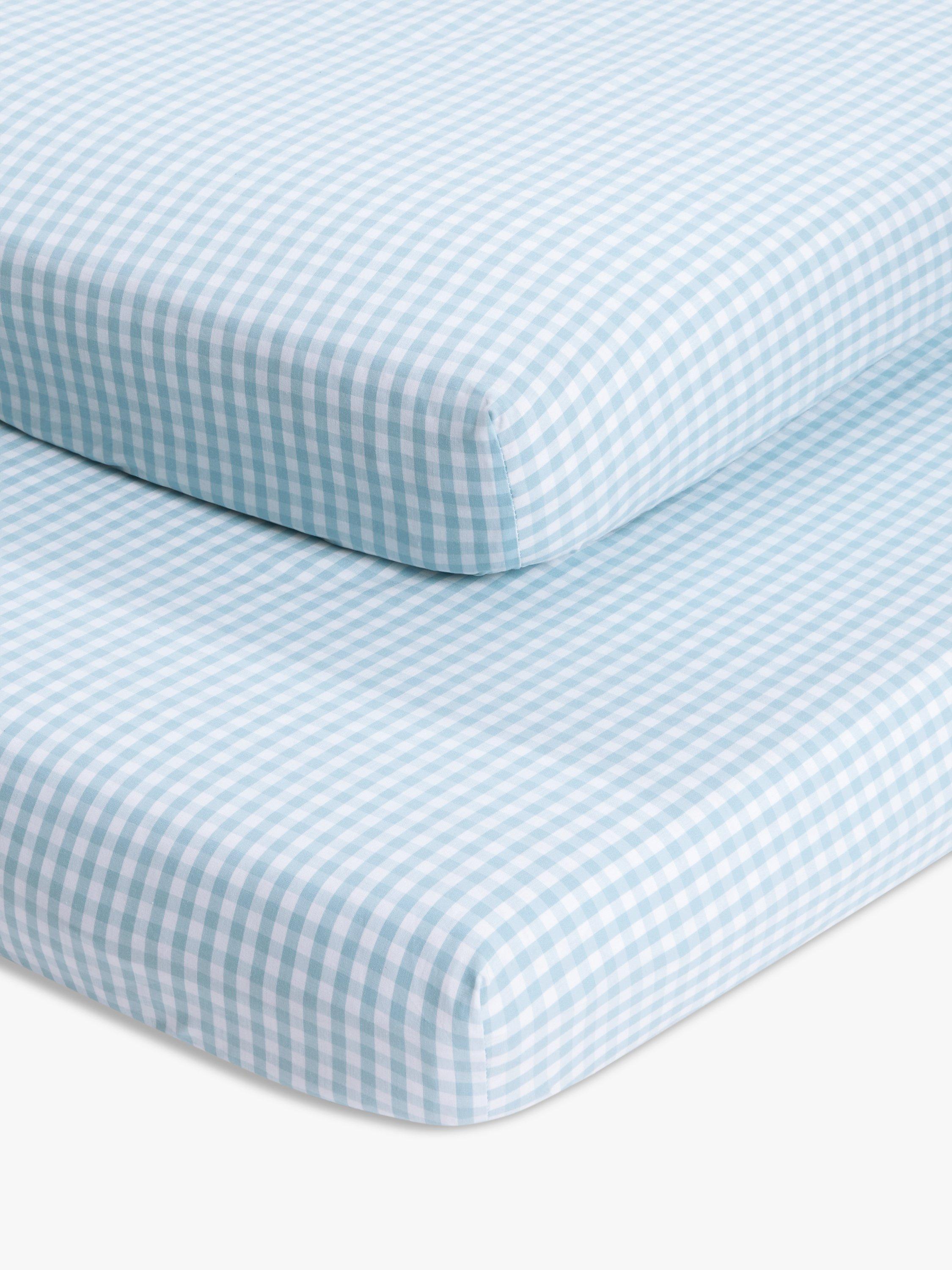 John Lewis Gingham Pure Cotton Fitted Cotbed Sheet, Pack of 2