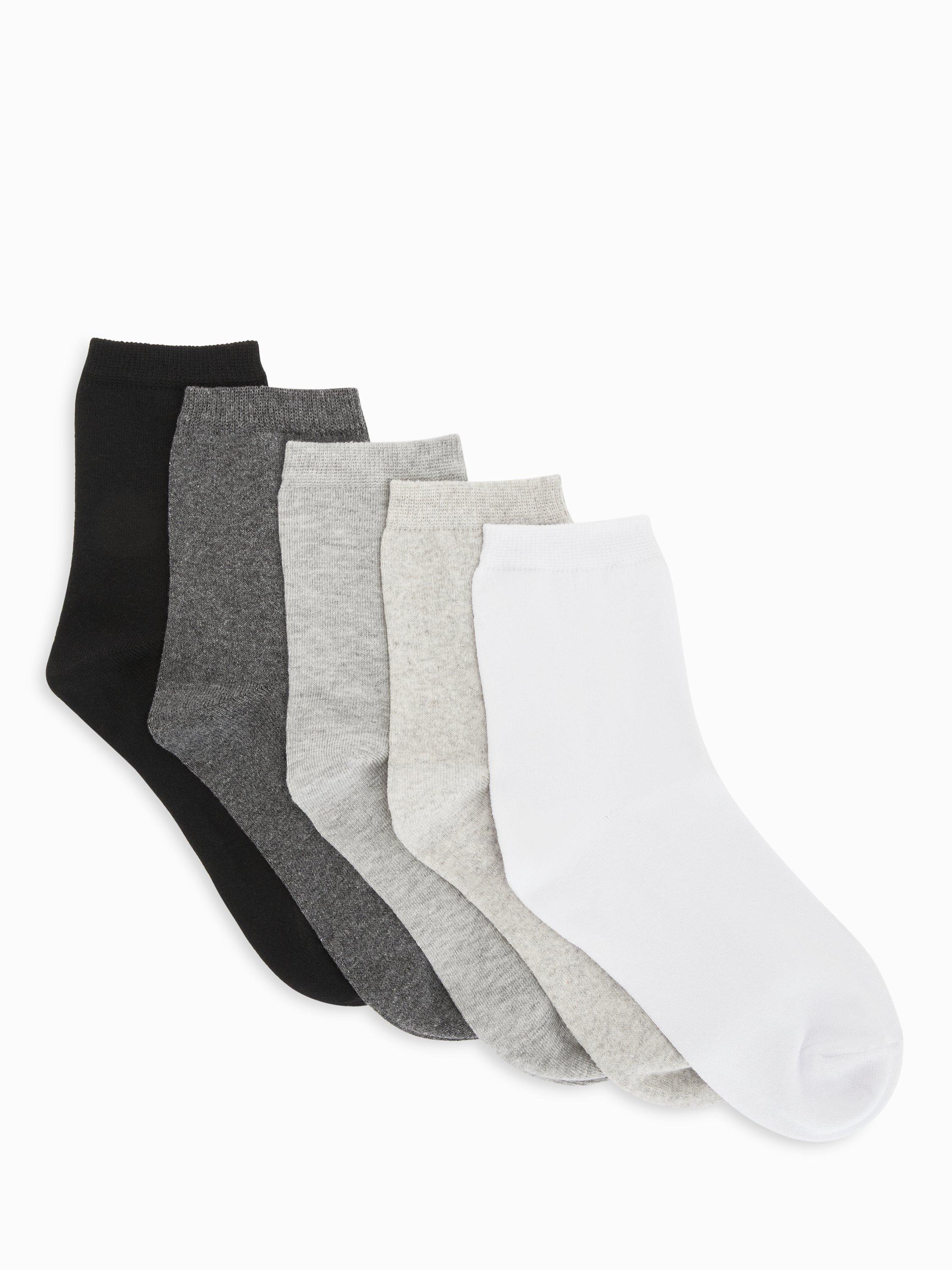John Lewis Cropped Ankle Socks, Pack of 5, Mono