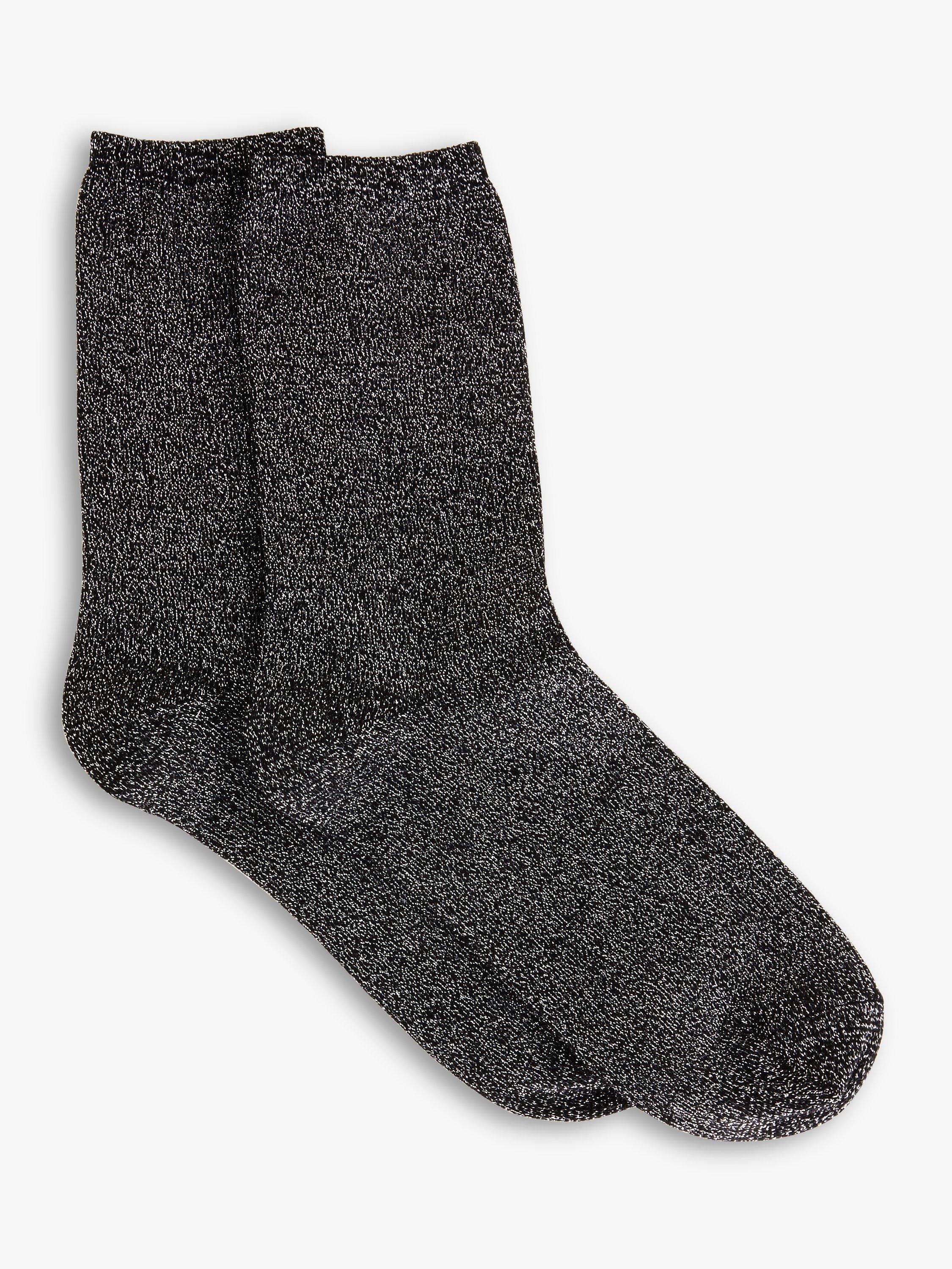 AND/OR Lurex Organic Cotton Ankle Socks, Pack of 2, Black