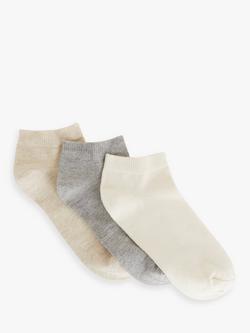 John Lewis Trainer Socks, Pack of 3, Neutrals, Neutrals