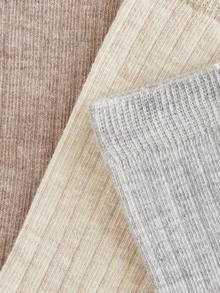 John Lewis Ribbed Organic Cotton Blend Ankle Socks, Pack of 3 - view 2, Neutrals
