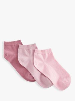 John Lewis Trainer Socks, Pack of 3, Pinks, Pinks