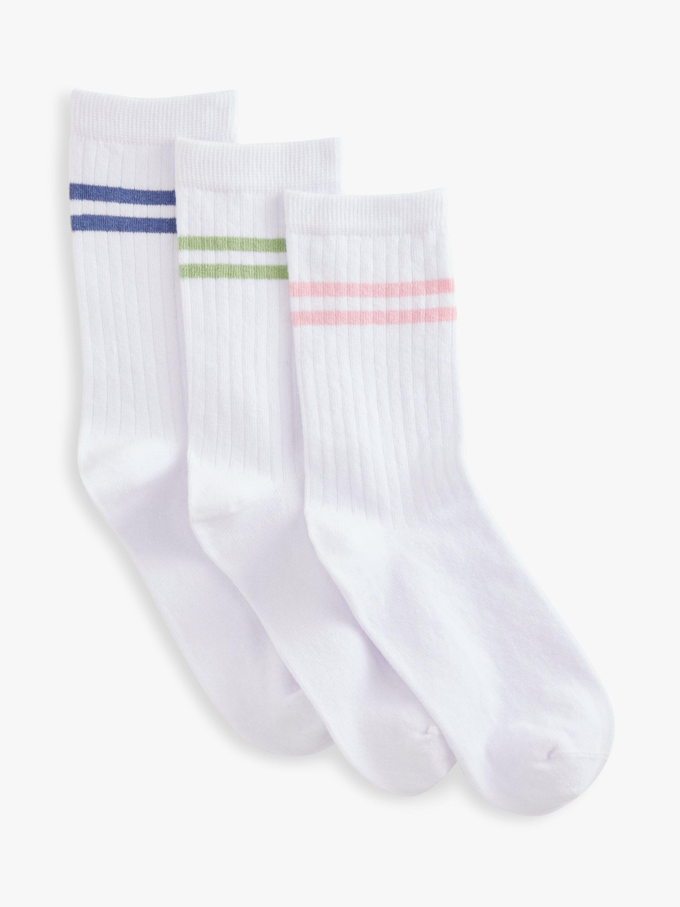John Lewis Sports Organic Cotton Striped Tube Socks, Pack of 3